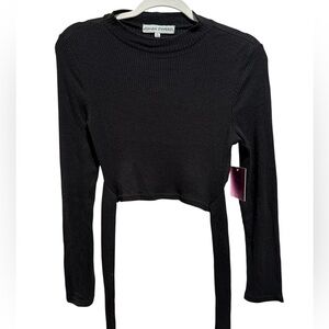 Almost Famous NWT Womens Black Ribbed Crop Top with tie in the back Size Small